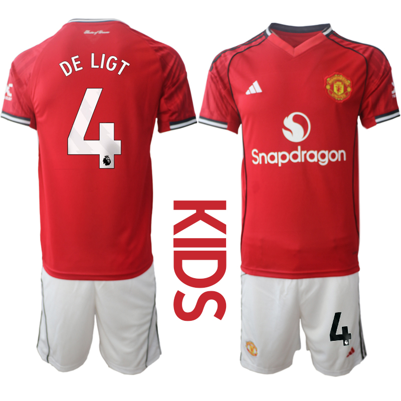Youth 2025-2026 Club Manchester United home Red 4 Soccer Jersey